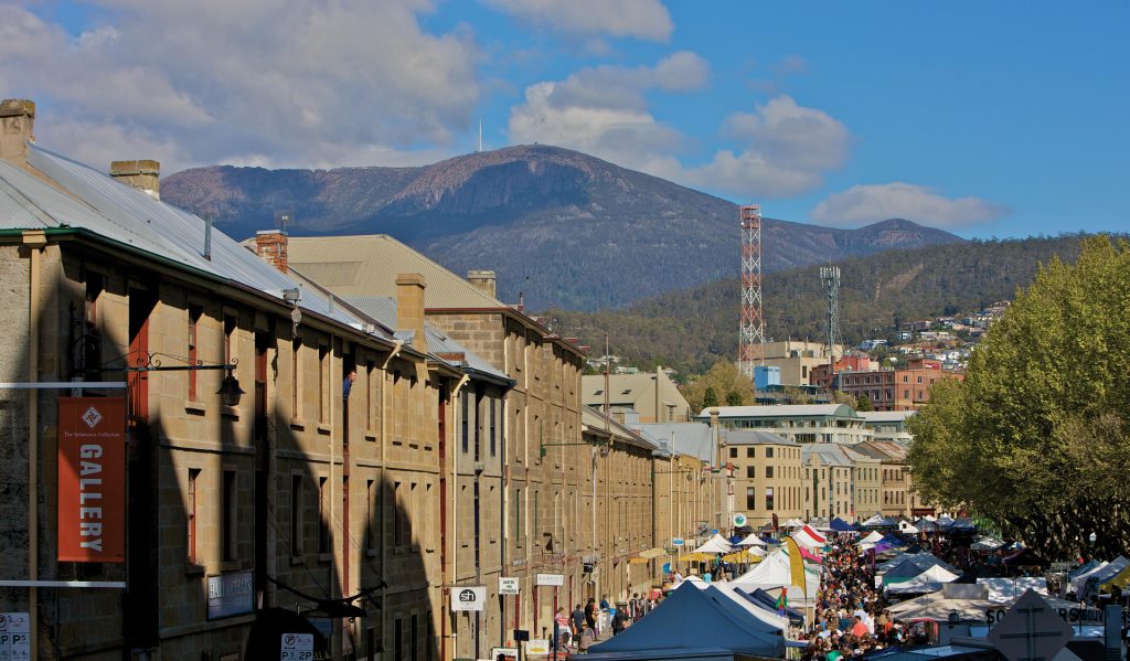 Salamanca Place and Mt Wellington
